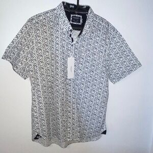 Sunrise Kingdom Poplin Button Up shirt Men's L  Floral Slim Cotton NWT